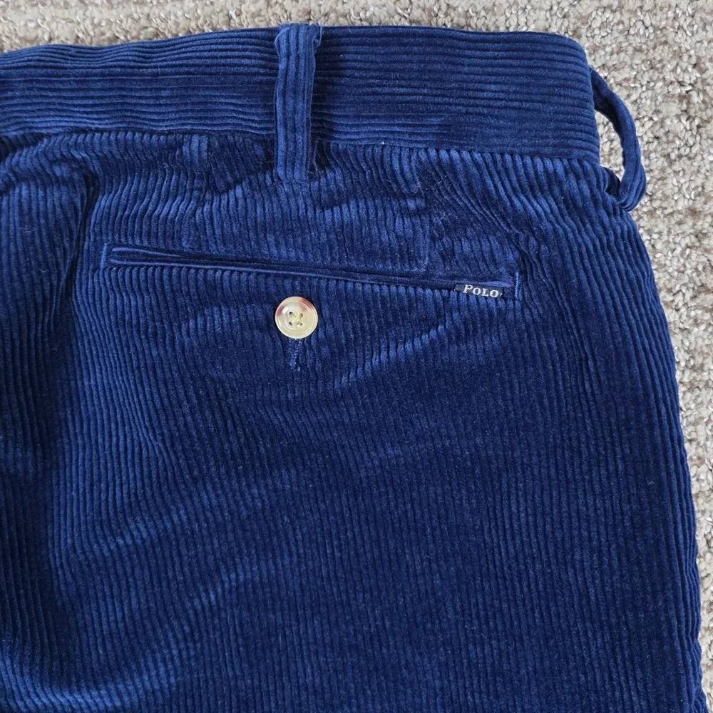 Polo Ralph Lauren Classic Fit Corduroy Pants Mens 34x32 Navy‎ Blue Stretch Chino
